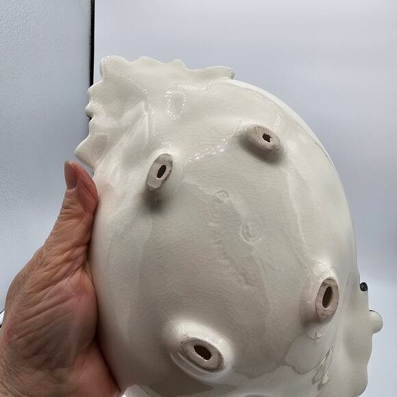 Vintage Hand Painted Ceramic Footed Bowl-Holland Floral Mold-Retro Home Decor - Picture 7 of 10